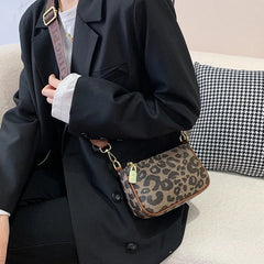 Leopard Crossbody Bag with Wide Strap for Women
