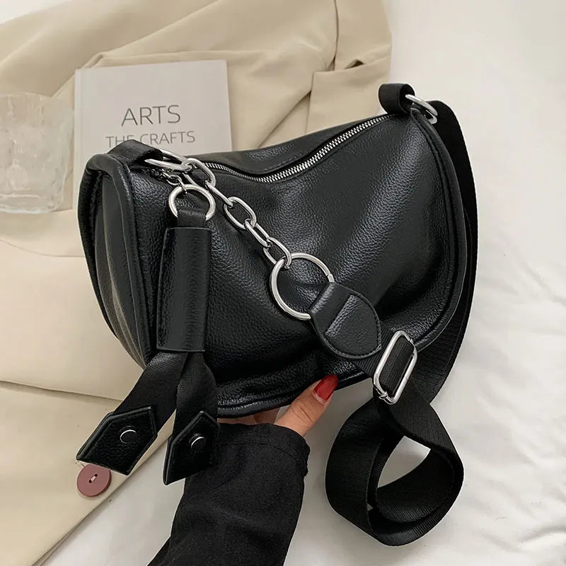 Women Crossbody Bag PU Leather Chain Messenger Bag Versatile Large Capacity