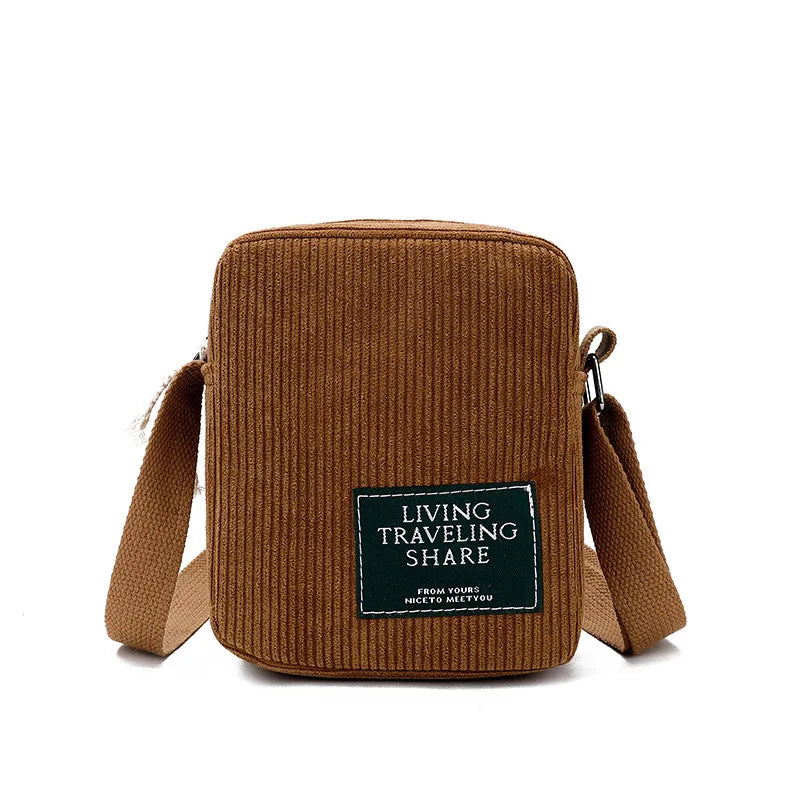 Corduroy Brown Crossbody Bag for Women