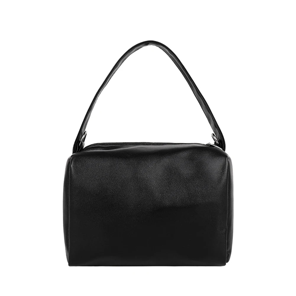 Women Crossbody Shoulder Bag PU Leather Solid Ladies Pleated Multifunctional Bag