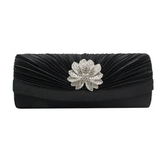 Satin Wedding Clutch Rhinestone Handbag Chain Party Purse