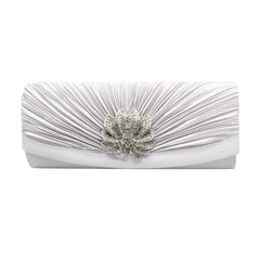Satin Wedding Clutch Rhinestone Handbag Chain Party Purse