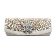 Satin Wedding Clutch Rhinestone Handbag Chain Party Purse