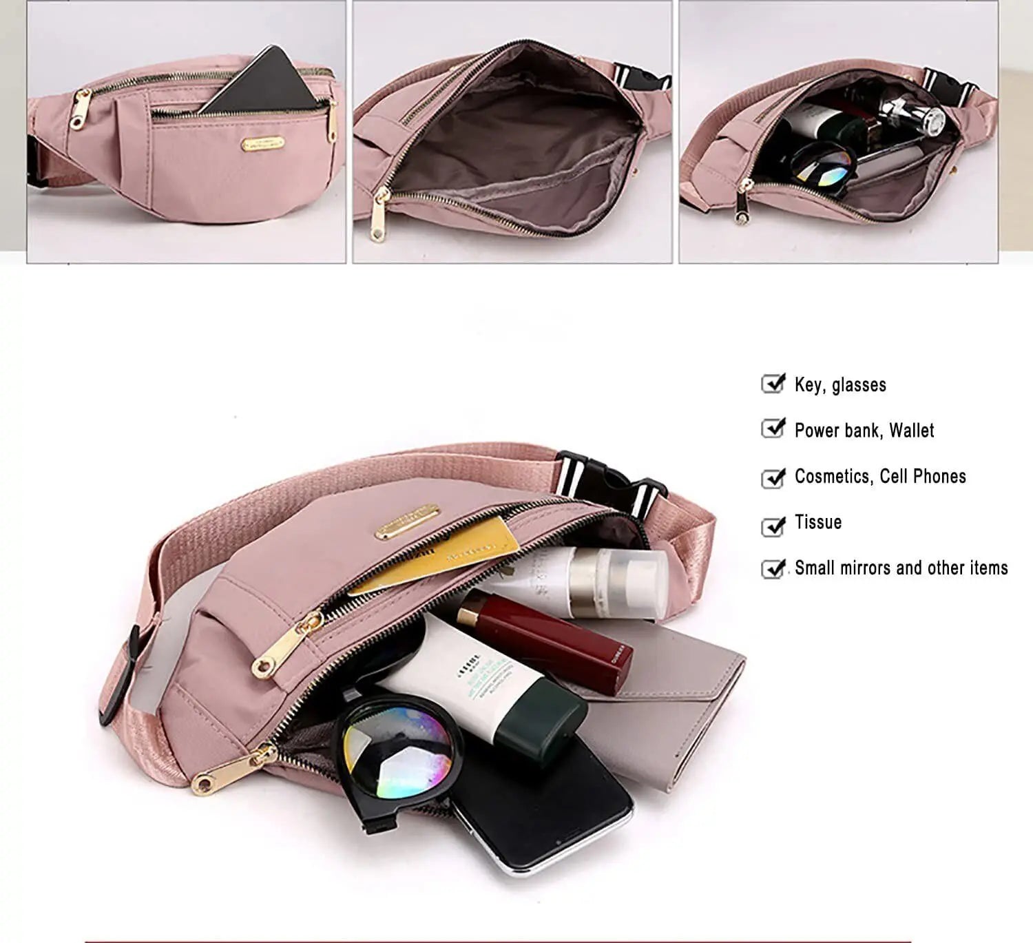 Women Fanny Pack Travel Waterproof Shoulder Bag Hip Pouch