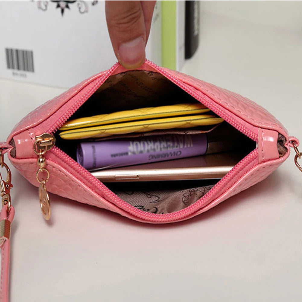 Faux Leather Crossbody Phone Bag with Zipper