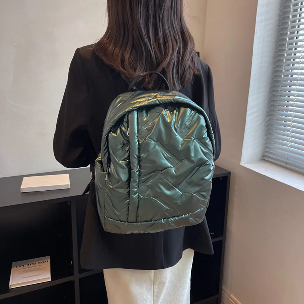Waterproof Female Backpack Quilted Cotton Backpack for Autumn