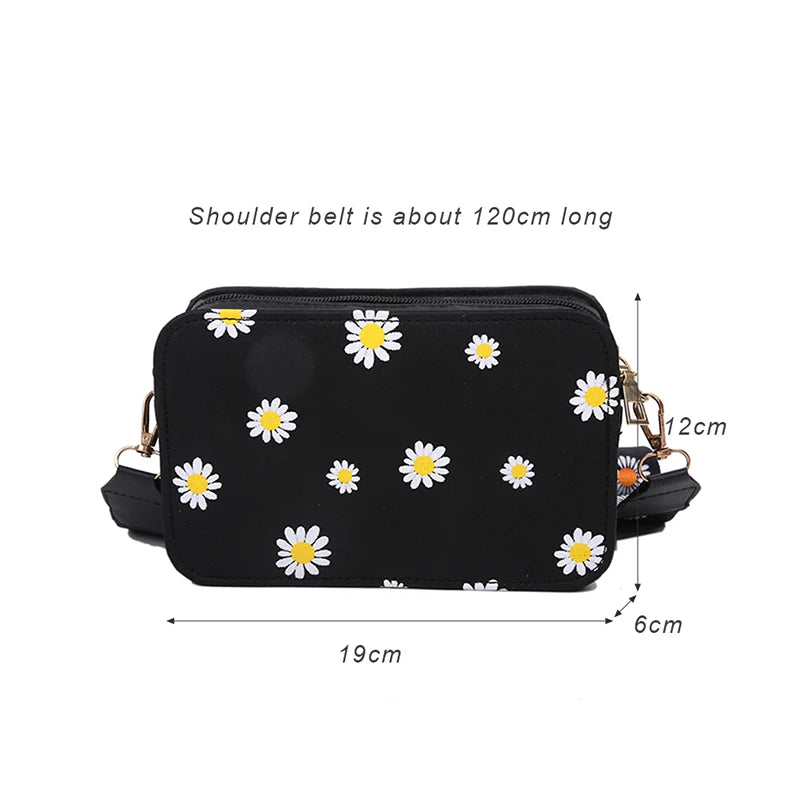 Women Flower Print Bags Zipper Cross-body Bags Bolsos Ladies Messenger Handbags