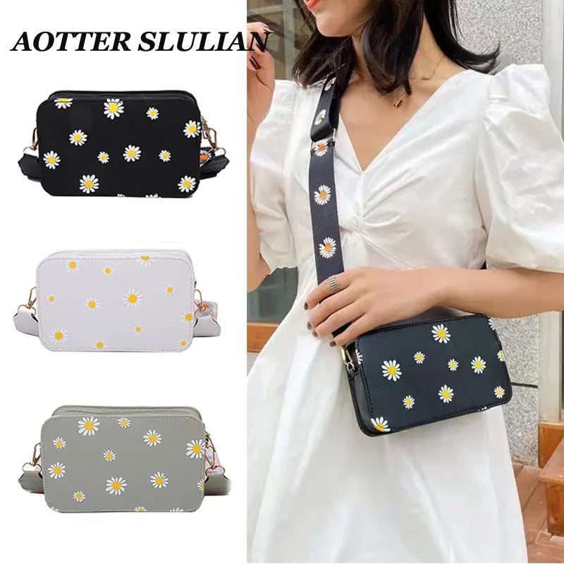 Women Flower Print Bags Zipper Cross-body Bags Bolsos Ladies Messenger Handbags