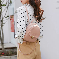 Mini Leather Backpack for Women Girls with Lock