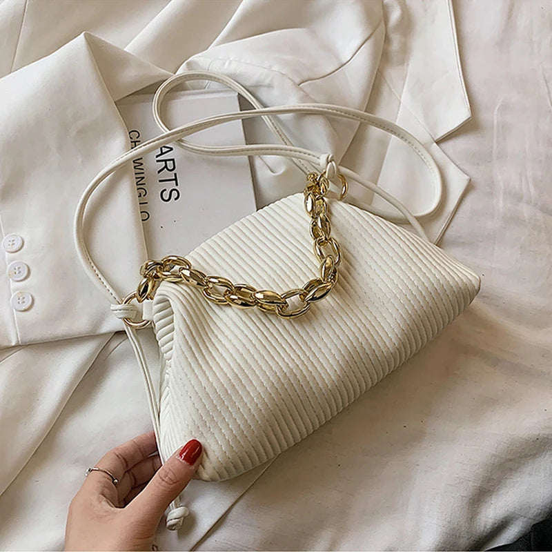 Women Chain Handbag PU Leather Cloud Bag Crossbody Bag