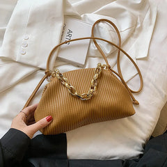 Women Chain Handbag PU Leather Cloud Bag Crossbody Bag