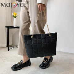 Women Grid Embroidery Thread Quilted Handbag Lady Casual Solid PU Leather Thin C