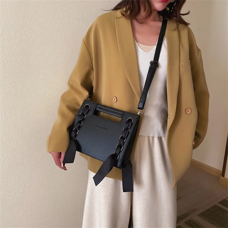 Women Drawstring Crossbody Bag High Capacity Square Bag