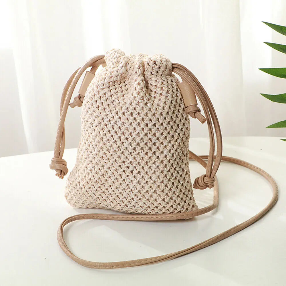 Women Straw Handbag Rattan Woven Beach Shoulder Bags