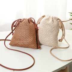 Women Straw Handbag Retro Woven Summer Shoulder Bags