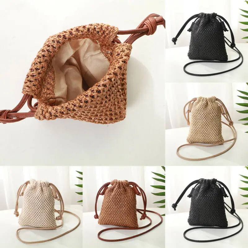 Women Straw Handbag Retro Woven Summer Shoulder Bags