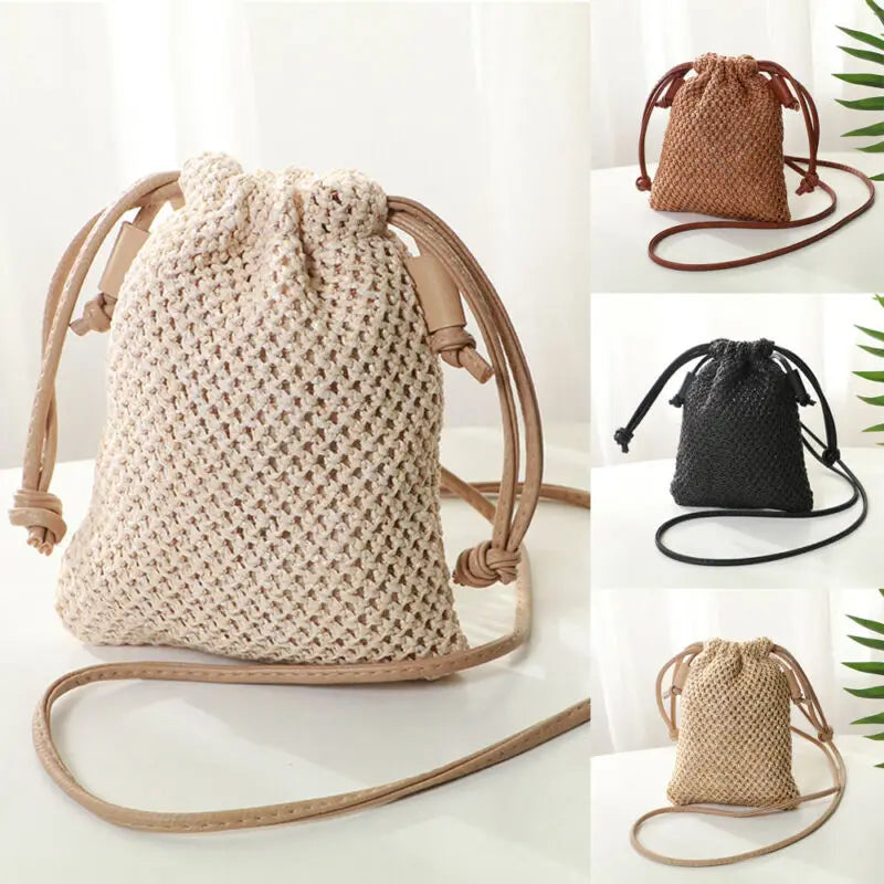 Women Straw Handbag Retro Woven Summer Shoulder Bags