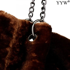 Large Capacity Faux Fur Shoulder Handbag for Women