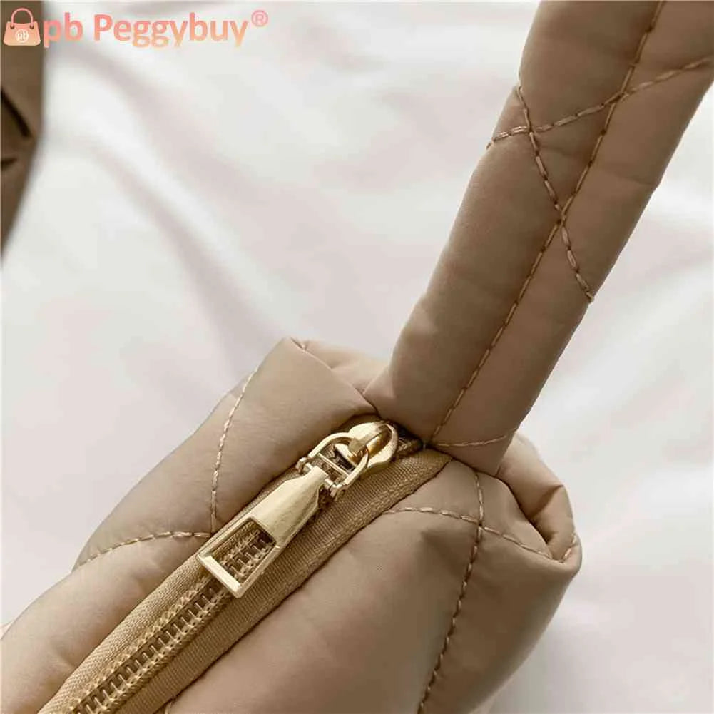 Quilted Cotton-Padded Handbag for Autumn Winter