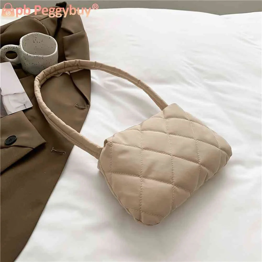 Quilted Cotton-Padded Handbag for Autumn Winter