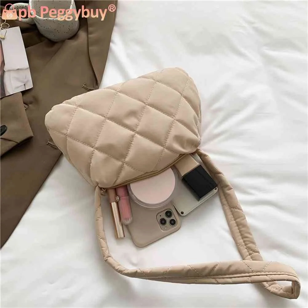 Quilted Cotton-Padded Handbag for Autumn Winter