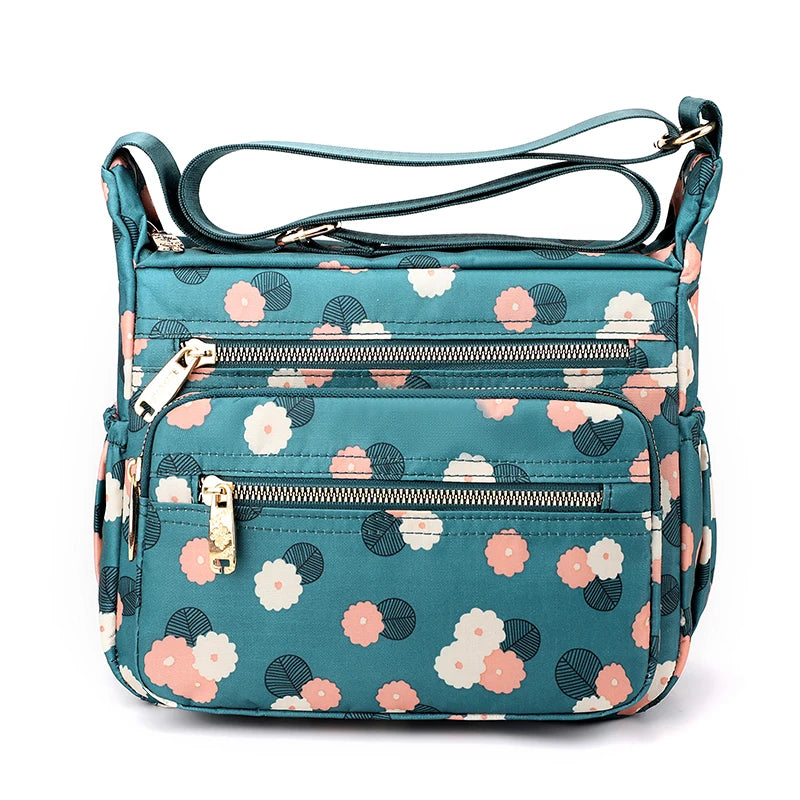 Floral Printed Nylon Crossbody Bag for Women