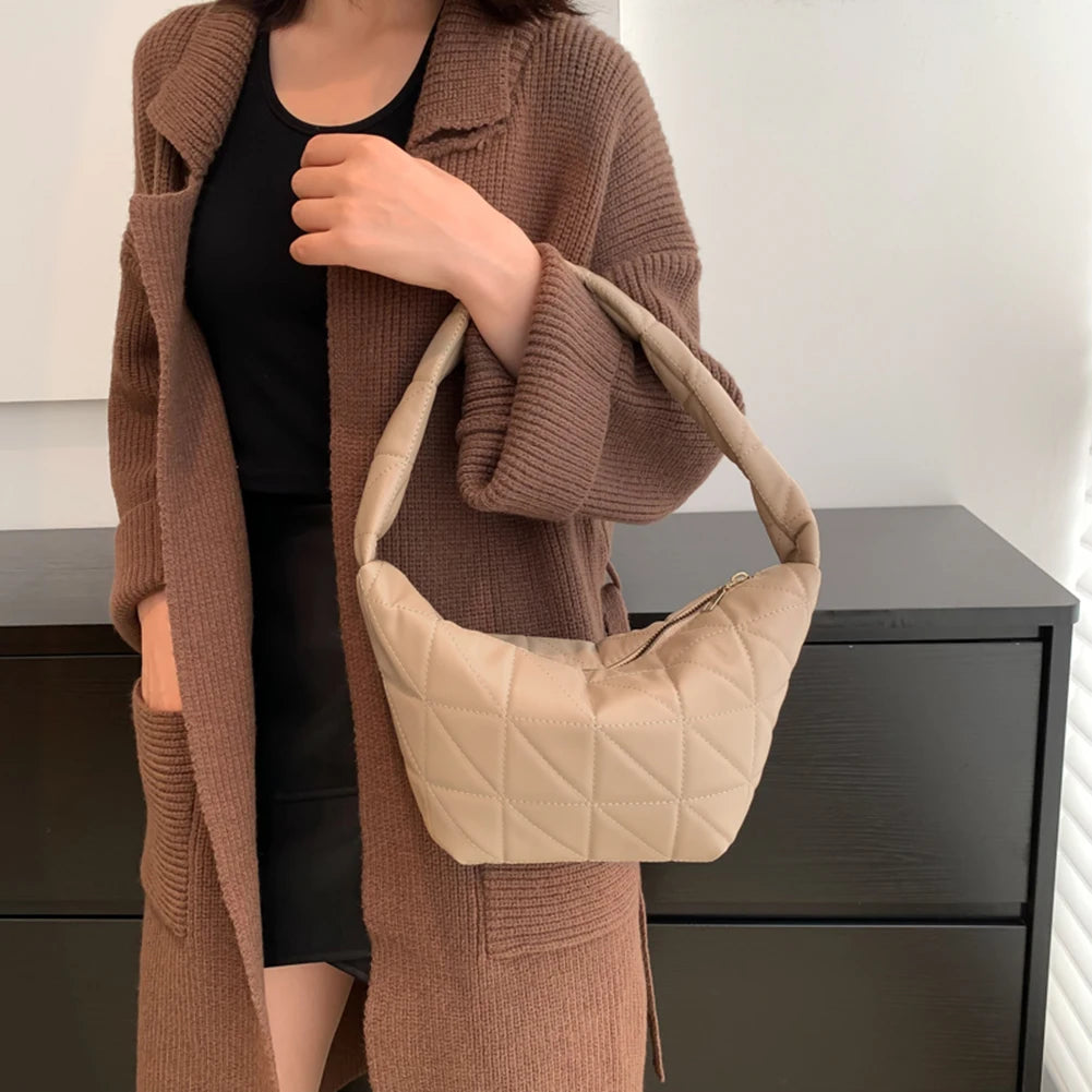 Quilted Rhombus Pattern Shoulder Bag for Women
