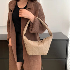 Quilted Rhombus Pattern Shoulder Bag for Women
