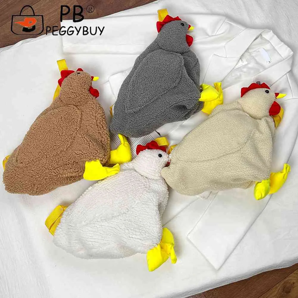 Hen Shape Plush Shoulder Crossbody Messenger Bag Fun Casual Ladies