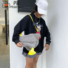 Hen Shape Plush Shoulder Crossbody Messenger Bag Fun Casual Ladies