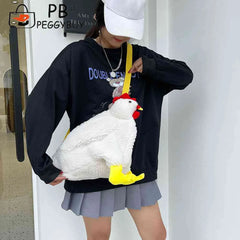 Hen Shape Plush Shoulder Crossbody Messenger Bag Fun Casual Ladies