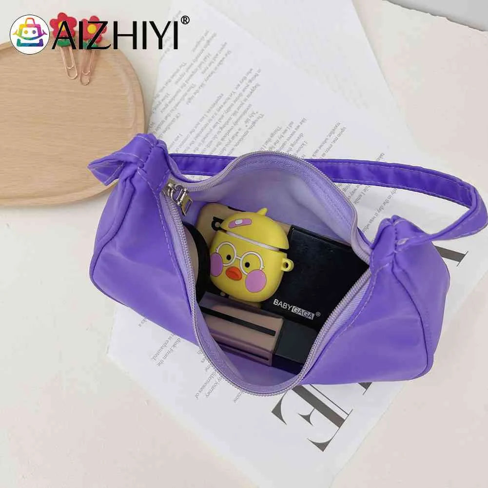 Nylon Hobo Shoulder Bag for Women Solid Crescent Underarm Tote