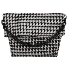 Women Canvas Houndstooth Shoulder Bag Chain Tote Handbag