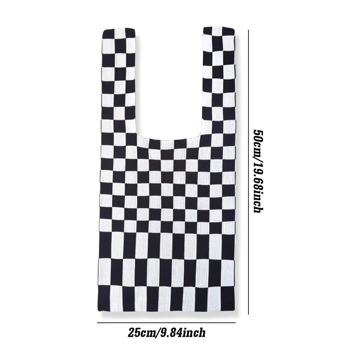 Checkered Tote Shoulder Bags Retro Weave Plaid Handbags Contrast Striped
