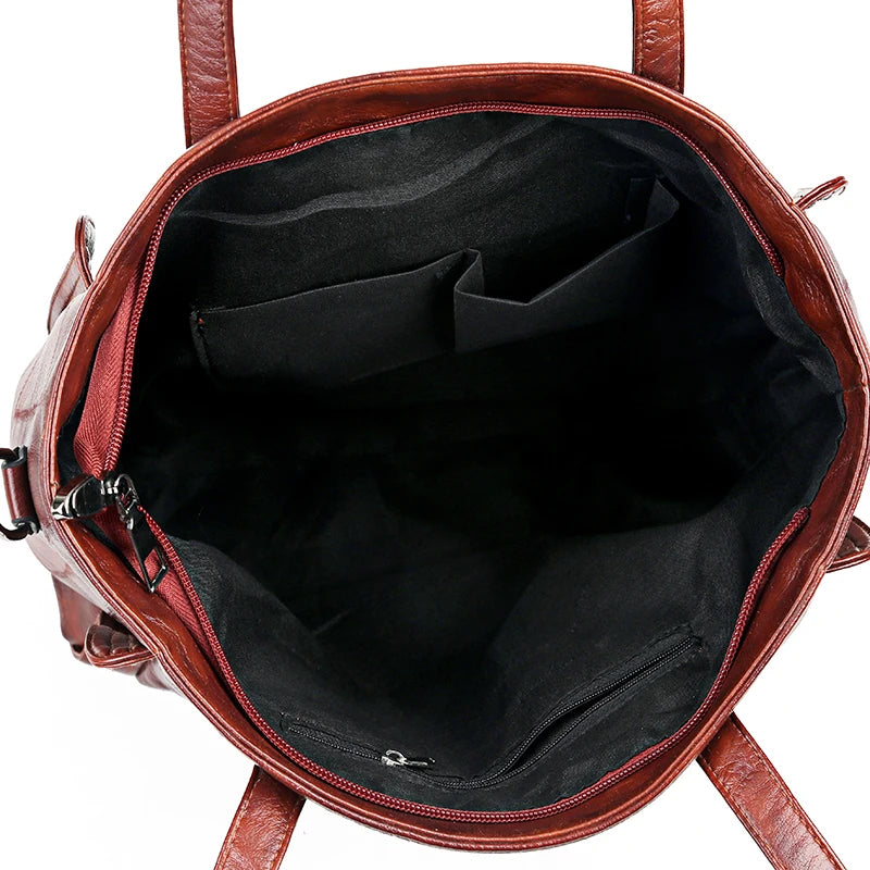 High Leather Tote Bag Large Capacity Shoulder Handbag