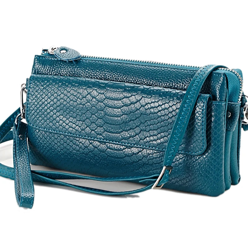 Leather Messenger Bag Zipper Crossbody Clutches Handbags Pouch