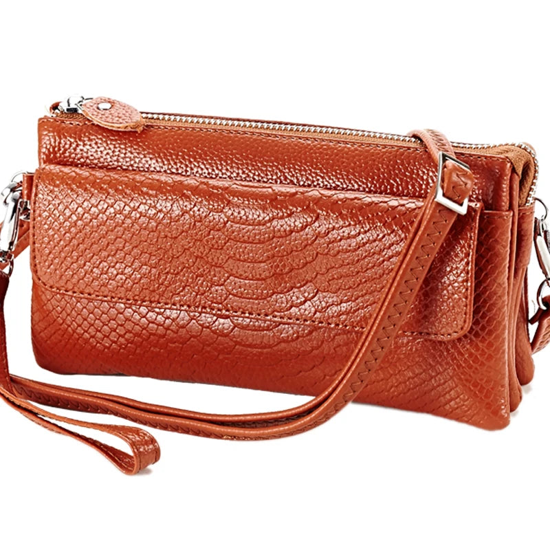Leather Messenger Bag Zipper Crossbody Clutches Handbags Pouch