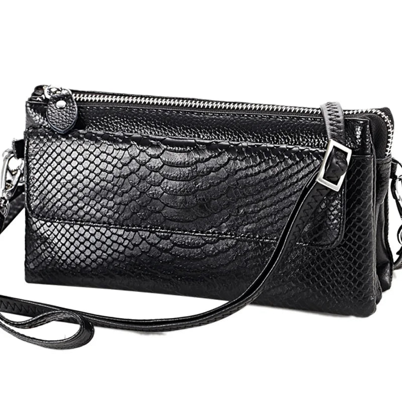 Leather Messenger Bag Zipper Crossbody Clutches Handbags Pouch