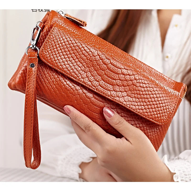 Leather Messenger Bag Zipper Crossbody Clutches Handbags Pouch