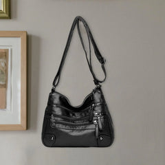 Women Leather Shoulder Bag Big Capacity Layer Shopping Bag