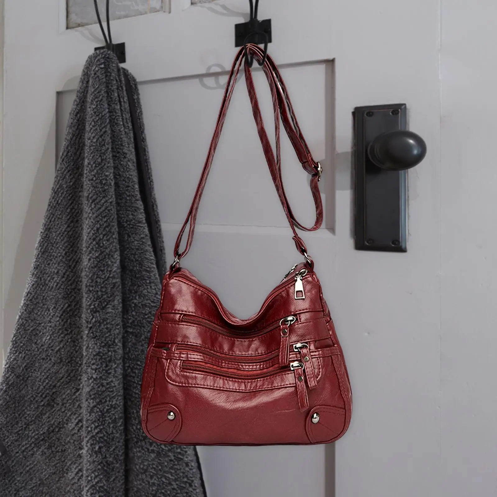 Women Leather Shoulder Bag Big Capacity Layer Shopping Bag