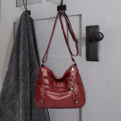 Women Leather Shoulder Bag Big Capacity Layer Shopping Bag