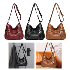 Women Leather Shoulder Bag Big Capacity Layer Shopping Bag