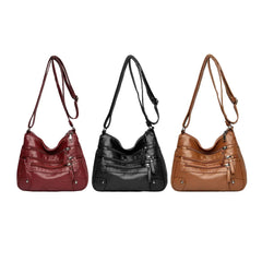 Women Leather Shoulder Bag Big Capacity Layer Shopping Bag