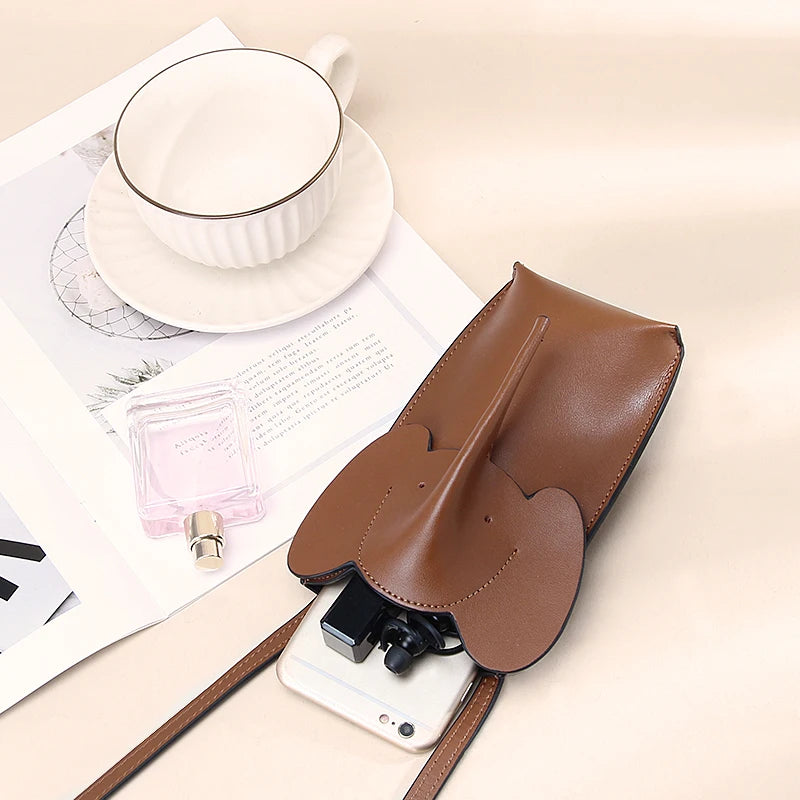 Elephant Shape Leather Shoulder Messenger Bag for Women