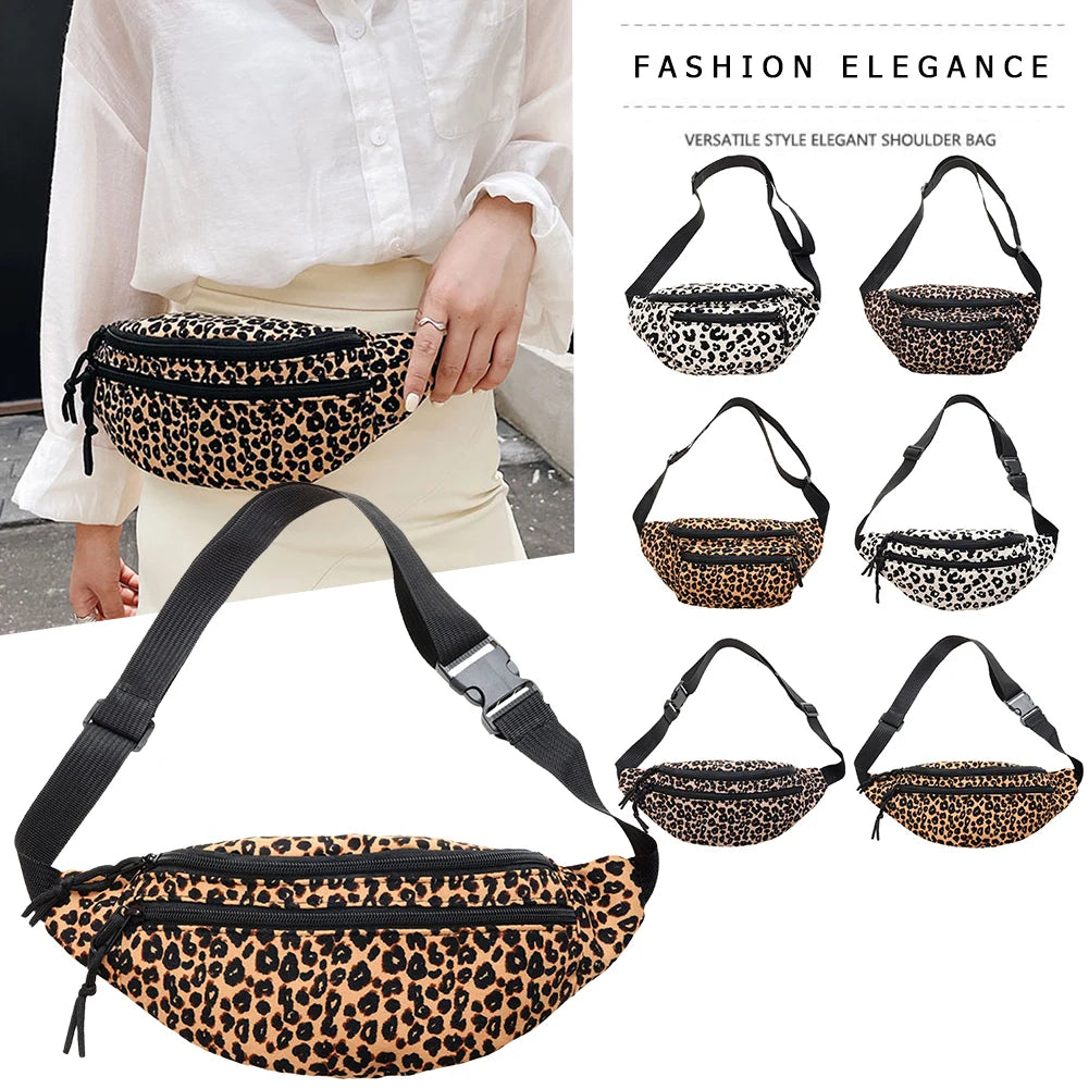 Leopard Print Flannel Shoulder Bag Women Retro Handbag
