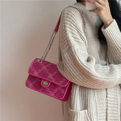 Women Lock Shoulder Bags Handbag Chain Small Large Square Bag