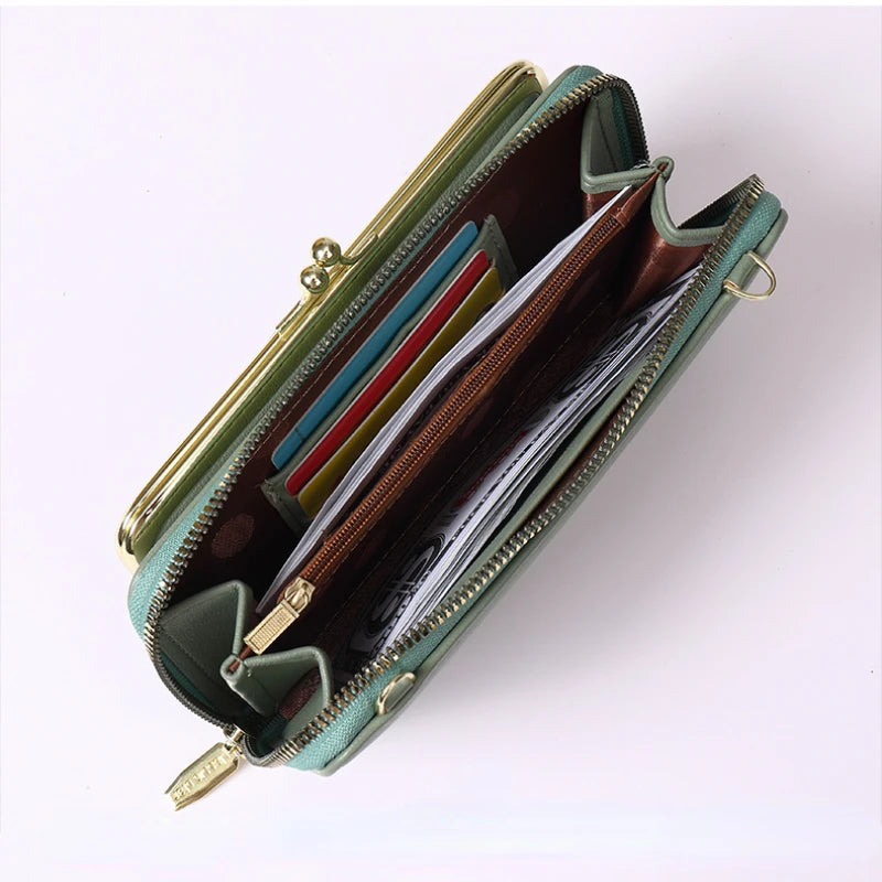 Women Leather Shoulder Bag Large Capacity Multifunction Phone Purse Messenger Wa