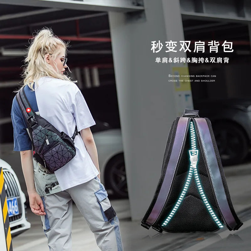 Luminous Hologram Geometric Messenger Bag