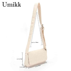 Women Messenger Bag Casual Underarm Bag Adjustable Strap Soft Cloth